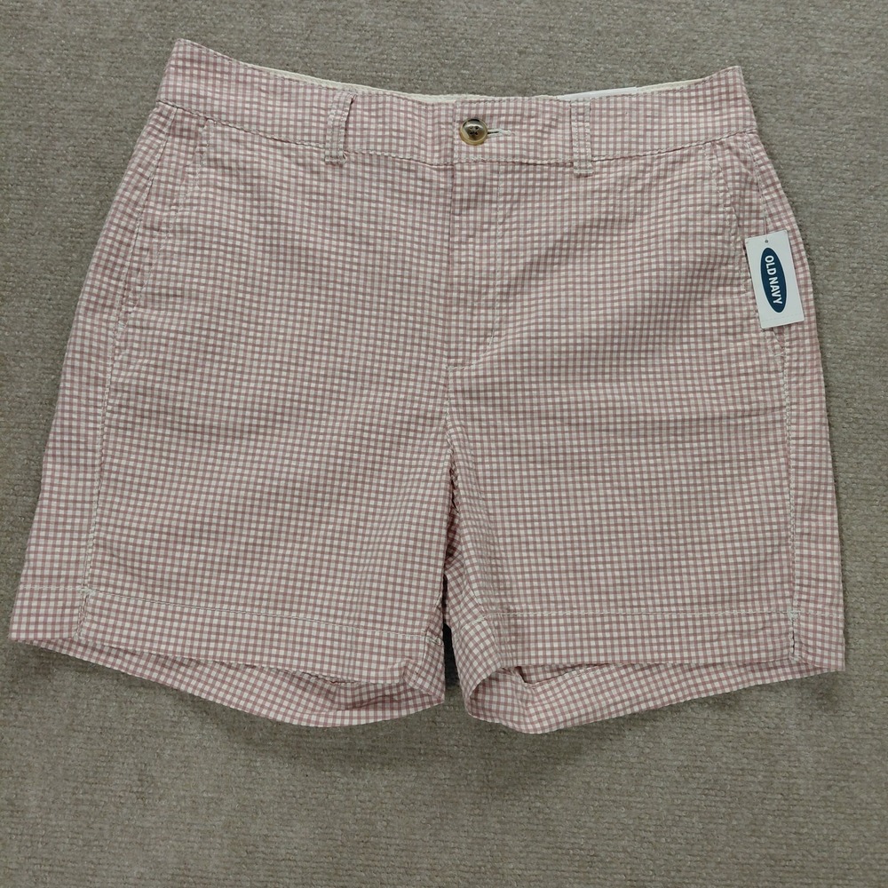 Old Navy Shorts Women's 6 Mauve Pink Gingham Twill Everyday 5" Pockets Chino NEW